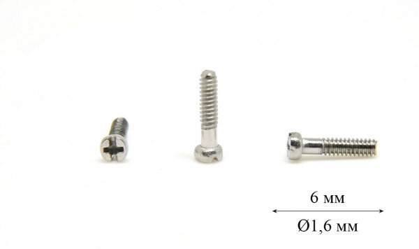 Гвинт для пластикової оправи Ø1,6 мм довжина 6,0 мм (Оптика)  фото 