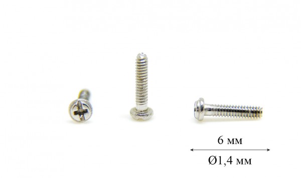 Гвинт для б/в оправи та окулярів Ø1,4 мм довжина 6,0 мм (+), Оптика  фото 