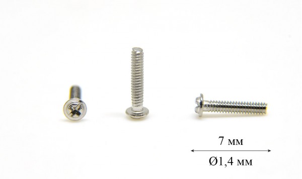 Гвинт для б/в оправи та окулярів Ø1,4 мм довжина 7 мм (+), Оптика  фото 