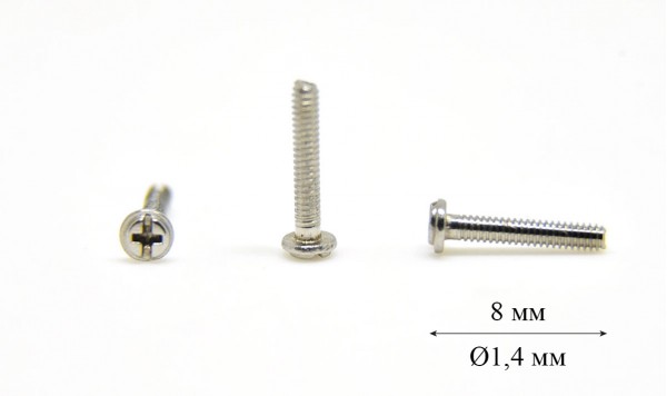 Гвинт для б/в оправи та окулярів Ø1,4 мм довжина 8 мм (+), Оптика  фото 