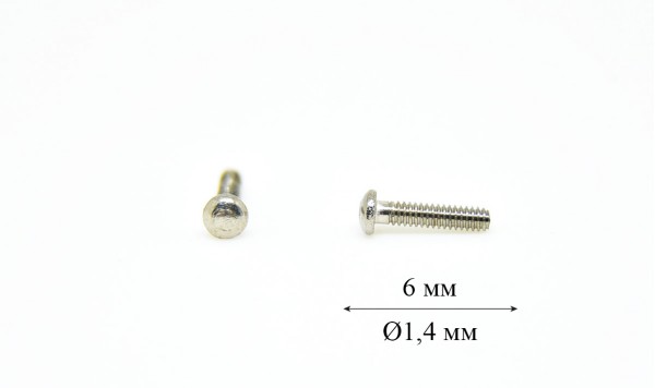Гвинт для б/о оправи та окулярів Ø1,4мм довжина 6,0мм (круглий), Оптика  фото 