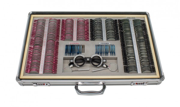 Набір пробних лінз для офтальмології JSC-266-A (266 шт. лінз) мет. кольор. обідок фото 1