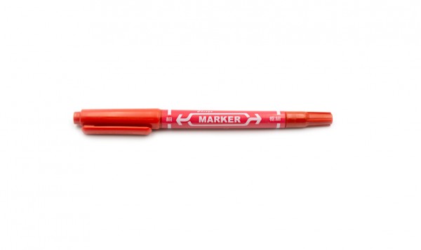 Маркер для розмітки лінз Permanent marker двосторонній (червоний)  фото 