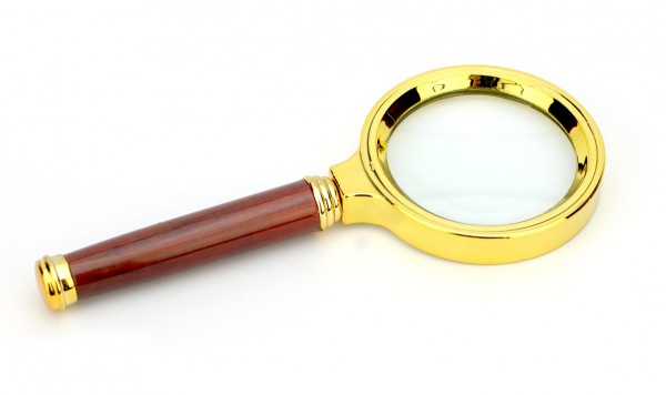 Лупа пластикова золото (лінза скло) 60мм  фото 