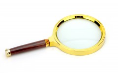 Лупа пластикова золото (лінза скло) 90мм